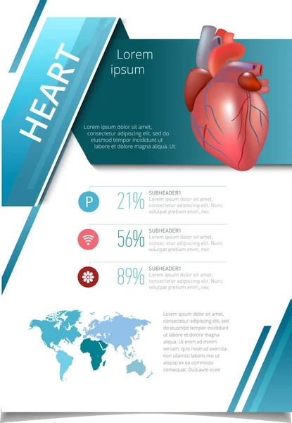 Infografía de órganos humanos internos corazón — Vector de stock