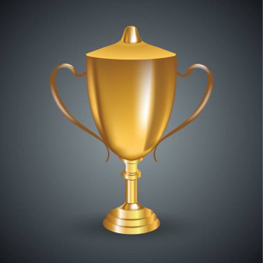 İllüstrasyon koyu gri arka plan üzerinde altın parlak Kupası