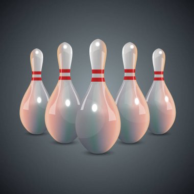 Gerçekçi bowling simgesi koyu gri arka plan ayarla. Grev topu ile Bovling
