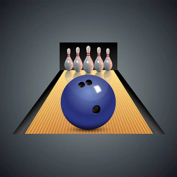 Cartel del club de bolos con bolos y bolos. Vector bolos centro de juego plantilla de fondo de ocio . — Vector de stock