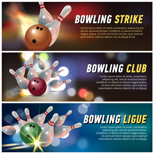 Ensemble de bannière de club de bowling — Image vectorielle