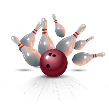Beyaz arka plan üzerinde gerçekçi bowling grev kavramı.