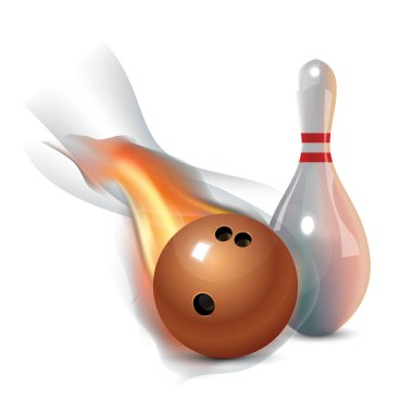 Beyaz arka plan üzerinde izole gerçekçi bowling Icon set. Grev topu ile Bovling
