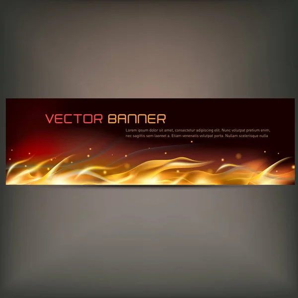 Illustration der Feuerflamme Banner auf grauem Hintergrund — Stockvektor
