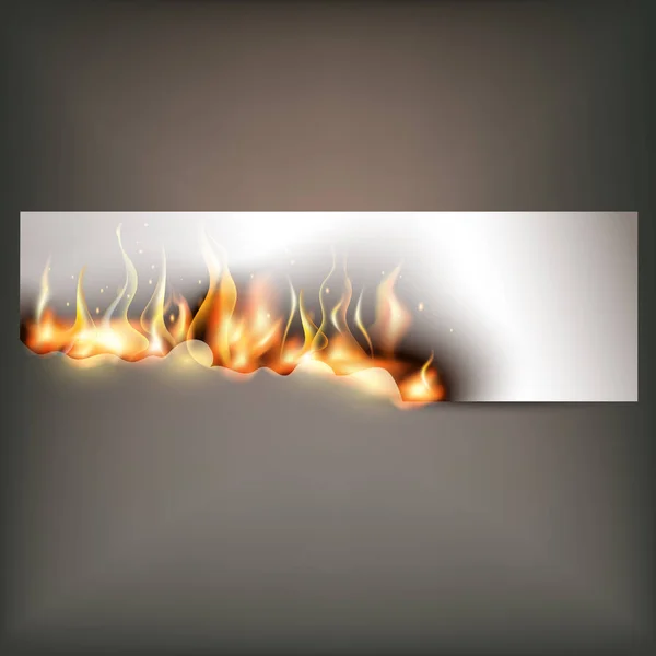 Banner de fuego caliente con llamas naranjas para su diseño — Vector de stock