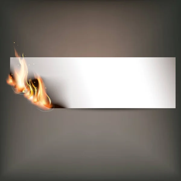 Bannière de feu chaud avec des flammes orange pour votre conception — Image vectorielle