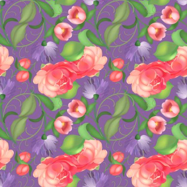 Dikişsiz gül desen. Vektör çizim