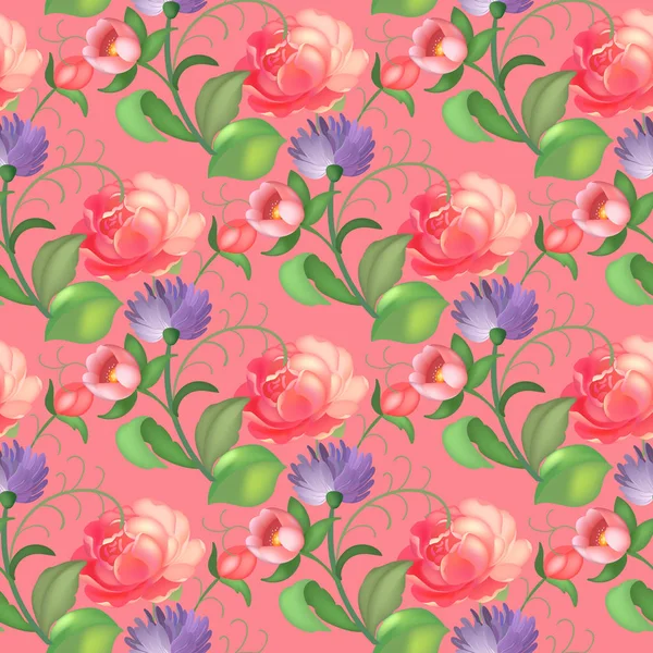 Dikişsiz gül desen. Vektör çizim