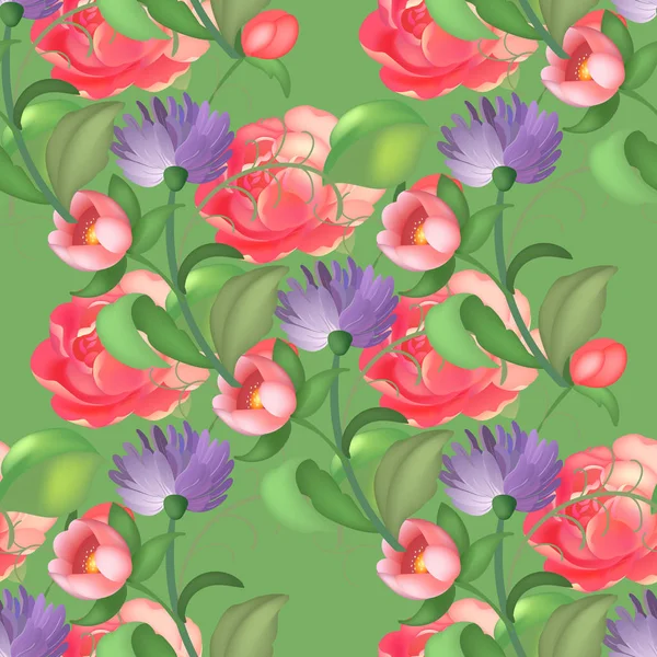 Seamless rose pattern. Vector illustration — Stock Vector