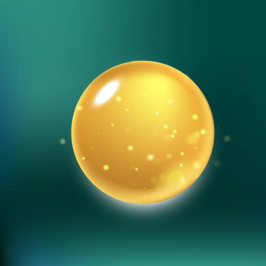 Kollajen damla glitter, yeşil arka plan üzerinde izole etkileri ile damla petrol.