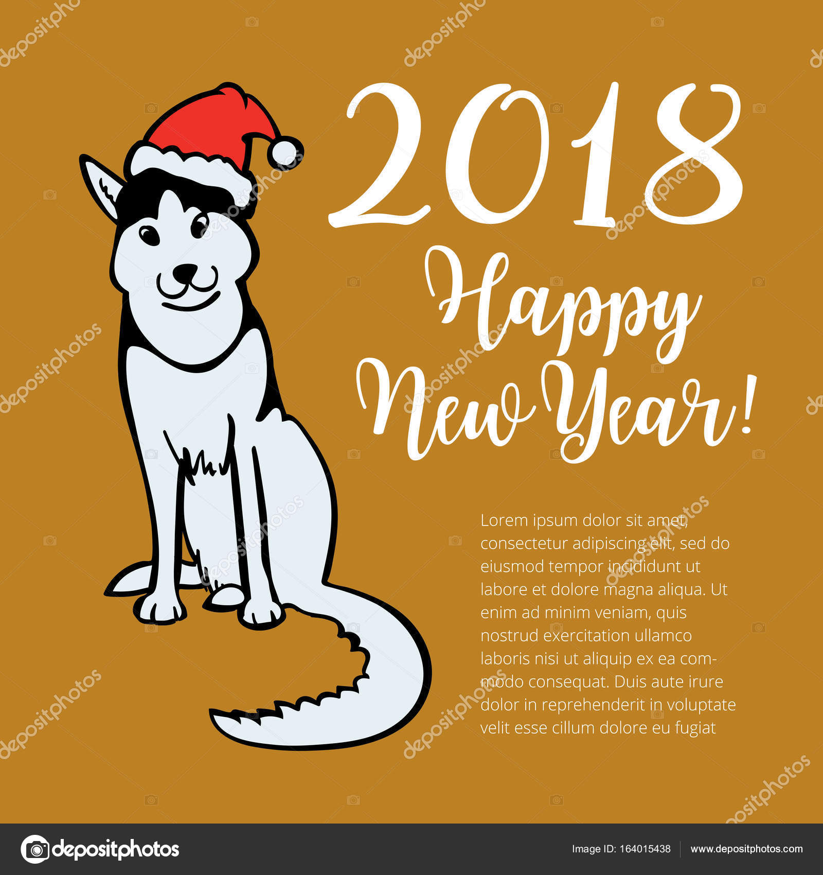 Felice piccolo cane nella seduta del cappello di Babbo Natale e sorriso Cane ¨ simbolo