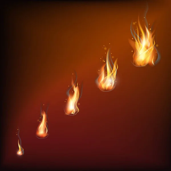 Allumage réaliste des flammes de feu — Image vectorielle