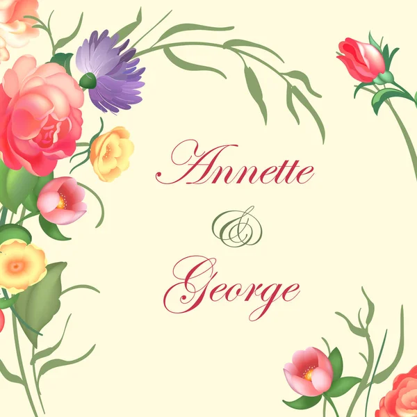 Ilustración vectorial de un marco vintage floral para invitaciones y tarjetas de cumpleaños . — Archivo Imágenes Vectoriales
