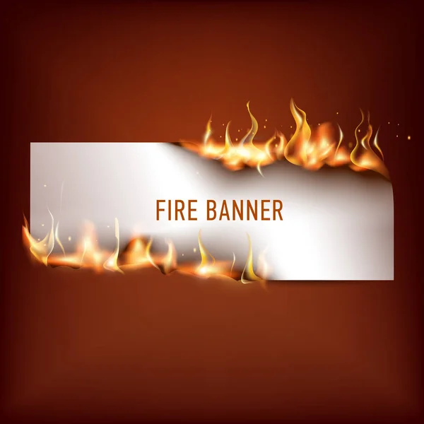 Banner de fuego caliente con llamas naranjas para su diseño — Vector de stock