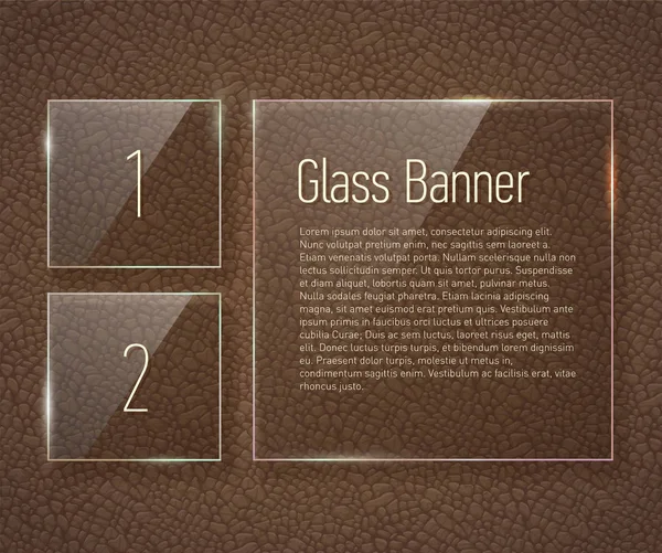 Glas banners op een achtergrond van leer met doorschijnend Victoriaanse patroon. — Stockvector