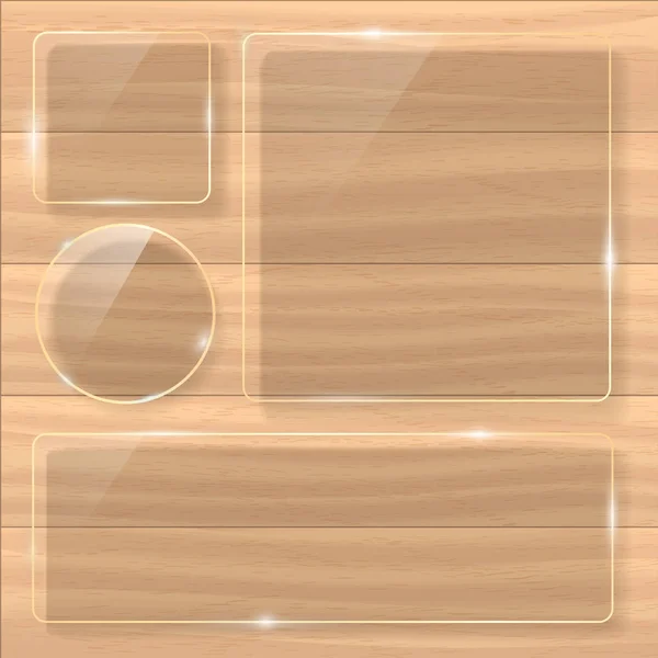 Textura de madera con marco de vidrio. Ilustración vectorial — Vector de stock