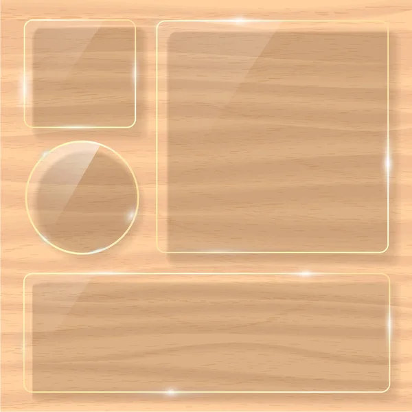 Houten textuur met glas kader. vectorillustratie — Stockvector