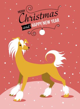 Mutlu çene yeni yıl 2018 kartı ile altın köpek sembolü.-vektör tasarımı