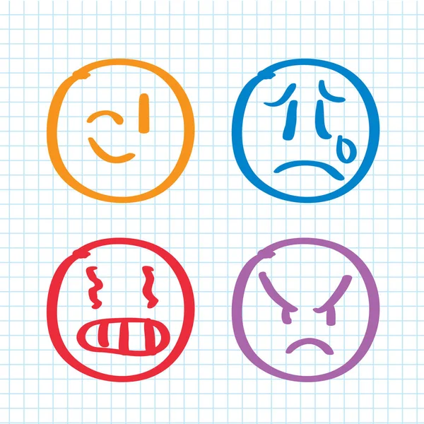 Moderna coleção de ícones de emoji estilo esboço. Símbolos de qualidade premium e coleção de logotipo da web sinal. Embale o logotipo infográfico moderno e pictograma. Emoticons simples pictogramas . —  Vetores de Stock