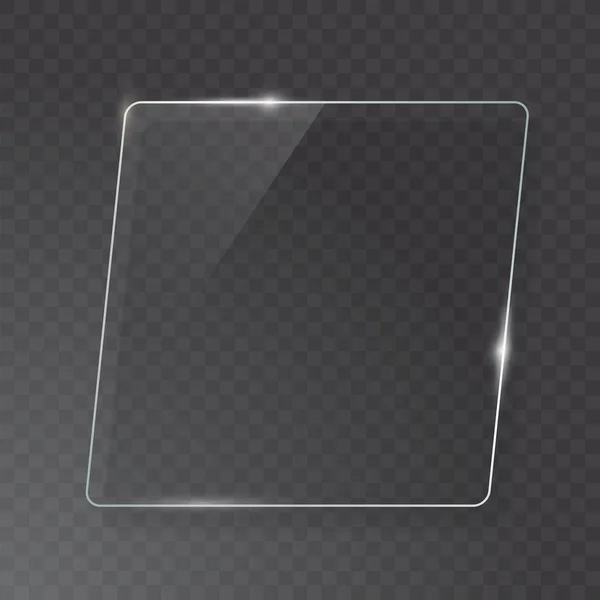 Durchsichtige Glasplatten-Attrappe. Transparent durchschauen. Plastikbanner mit Reflexion und Schatten. — Stockvektor
