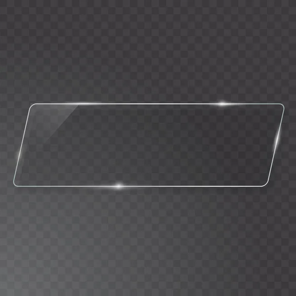 Plaque de verre transparent maquillée. Voyez à travers la bannière. Bannière en plastique avec réflexion et ombre . — Image vectorielle