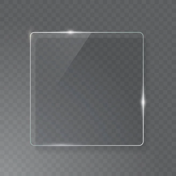 Transparant glas plaat Mock Up. Zie via banner. Kunststof banner met reflectie en schaduw. — Stockvector