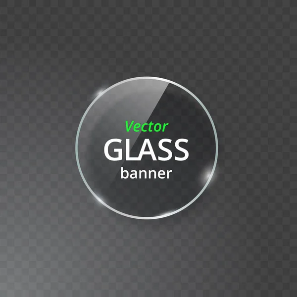 Transparent Glass Plate Mock Up. See through banner. Plastic banner with reflection and shadow. — Stock Vector