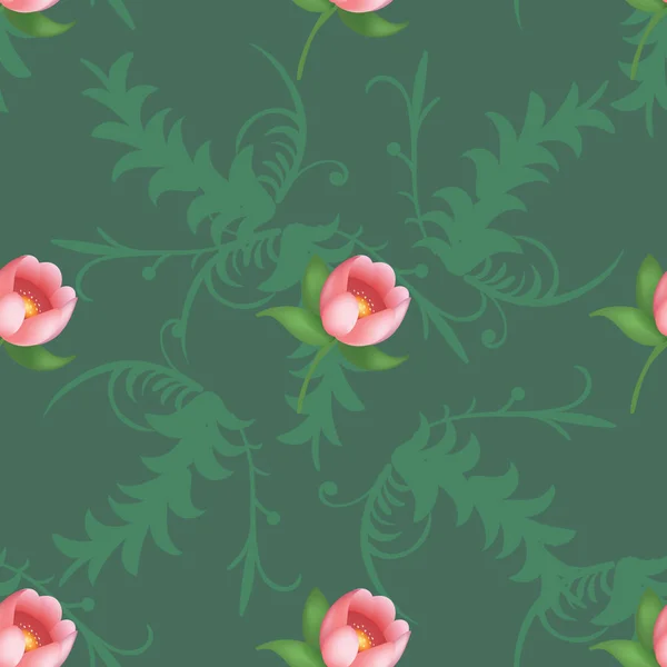 Shabby chic vintage tulipanes vintage patrón sin costuras, clásico chintz floral repetir fondo para la web y la impresión — Vector de stock