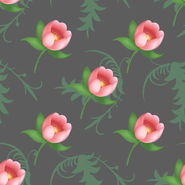 Shabby chic vintage tulipanes vintage patrón sin costuras, clásico chintz floral repetir fondo para la web y la impresión — Vector de stock