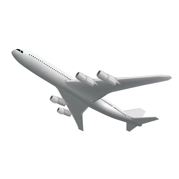 Realistisch vliegen vliegtuig achteraanzicht. Hoog gedetailleerde wit vliegtuig geïsoleerd. Luchtvaartmaatschappij Concept reizen passagier Jet commerciële vliegtuig. — Stockvector