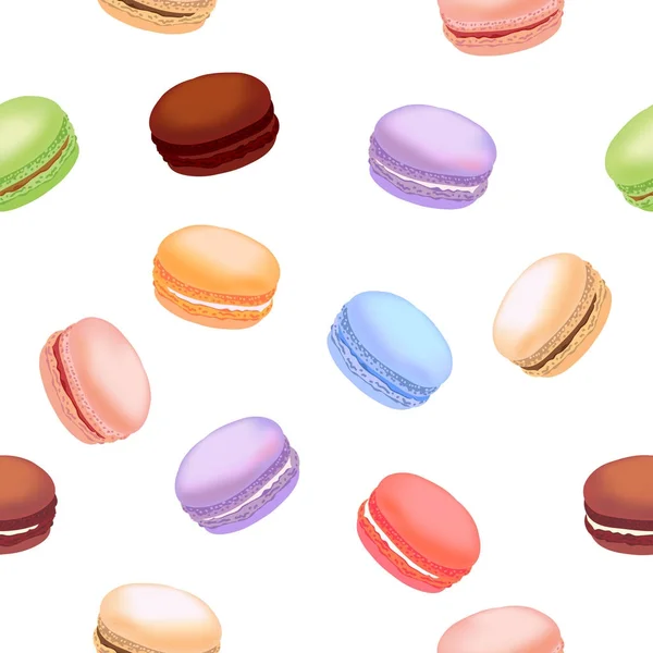 Seamless pattern with colorful macaroon cookies. Vector illustration. — Stock Vector