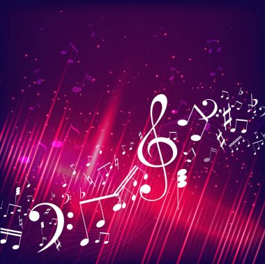 Müzik notaları ile soyut bir arkaplanın Vektör İllüstrasyonu