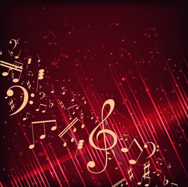 Müzik notaları ile soyut bir arkaplanın Vektör İllüstrasyonu