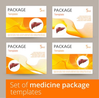 Tıp paket şablonu tasarım çeşitleri ile gerçekçi insan karaciğer kümesi.