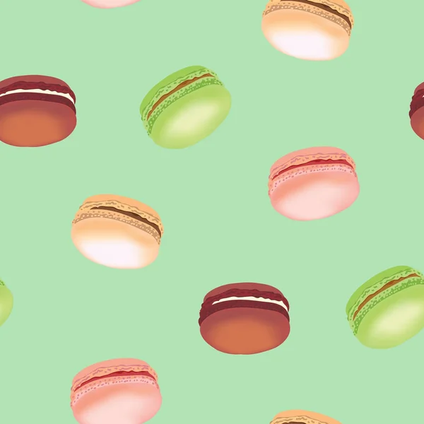 Motif sans couture avec des biscuits macarons colorés. Illustration vectorielle . — Image vectorielle