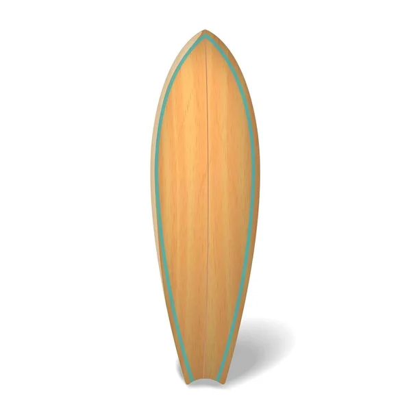 Tabla de surf de madera vectorial Summer Surfing Tabla de surf realista aislada . — Archivo Imágenes Vectoriales