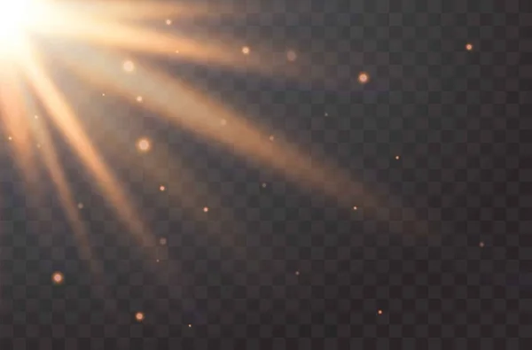 Una llamarada realista del Sol. vector starburst, luz blanca transparente — Archivo Imágenes Vectoriales