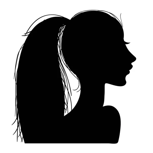 Vector illustration of a silhouettes head girls — Stock Vector