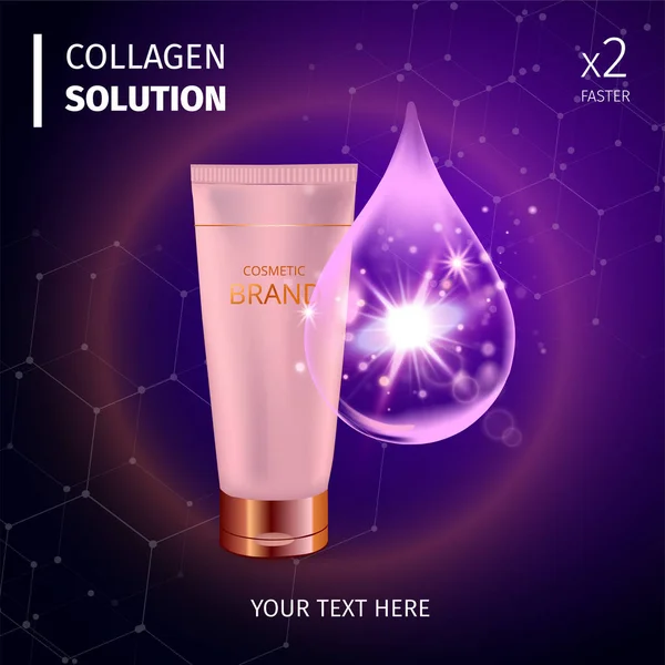 Digital vector collagen oil essence mockup on, with your brand, ready for print ads or magazine design.