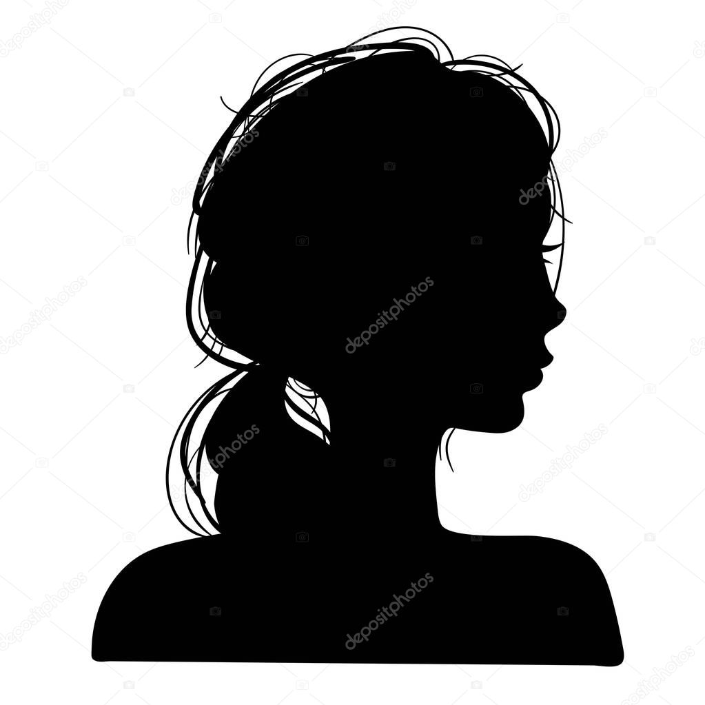 Vector illustration of a silhouettes head girls