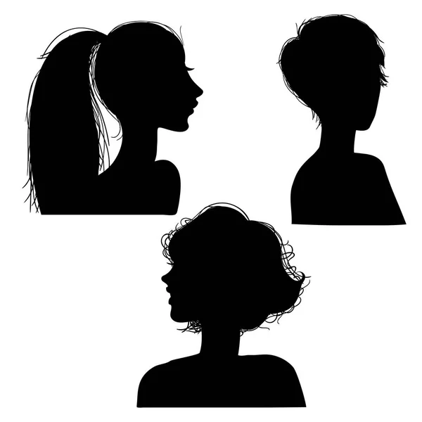 Векторні ілюстрації силуетів головою дівчаток — стоковий вектор
