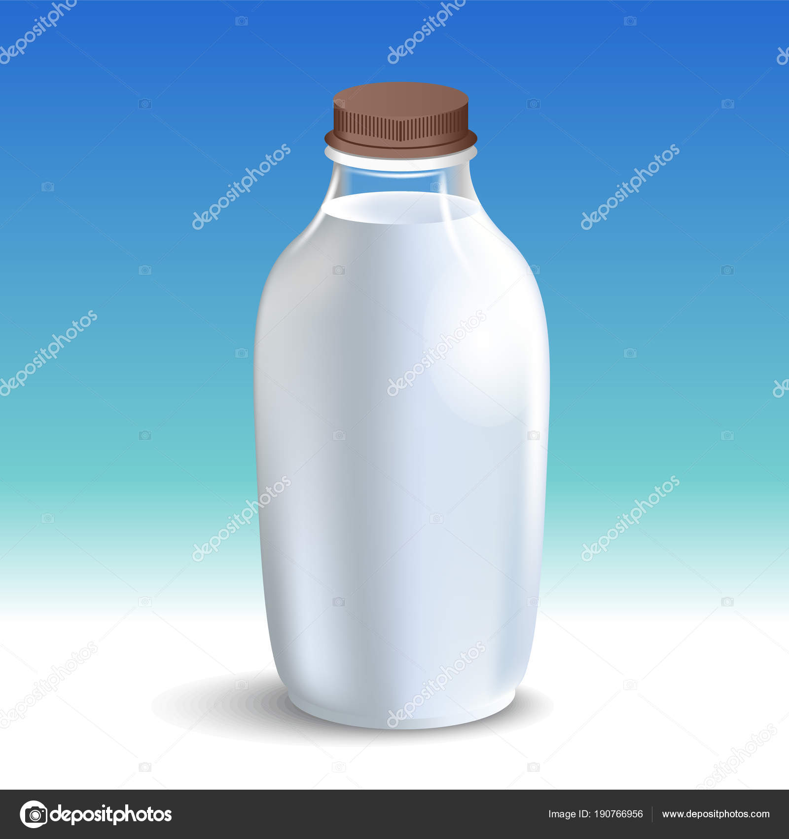 Download White Glossy Plastic Bottle With Screw Cap For Dairy Products Milk Drink Yogurt Cream Dessert Realistic Packaging Mockup Template Front View Vector Illustration Vector Image By C Mariaaverburg Vector Stock 190766956