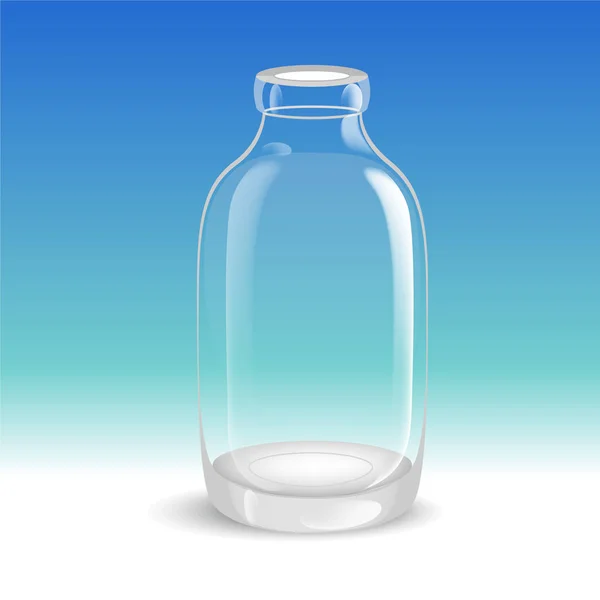 Modèle de grande bouteille en verre transparent vide, remplie d'eau distillée ou de solution salée. Collecte d'emballages. Illustration vectorielle . — Image vectorielle