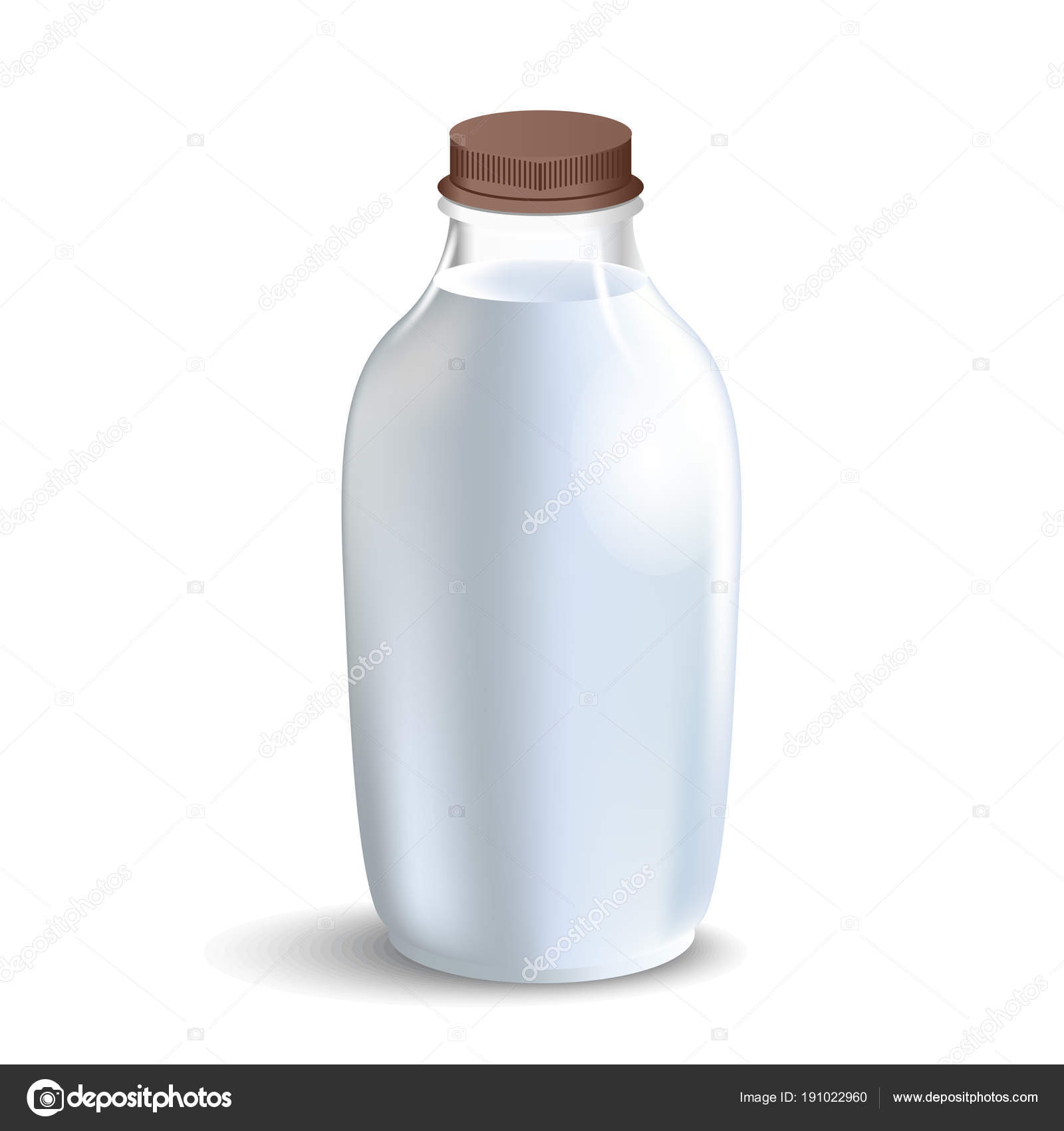 Download White Glossy Plastic Bottle With Screw Cap For Dairy Products Milk Drink Yogurt Cream Dessert Realistic Packaging Mockup Template Front View Vector Illustration Vector Image By C Mariaaverburg Vector Stock 191022960