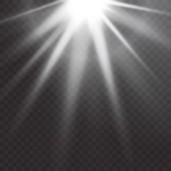 UFO ışık huzmesi transparan arkaplanda izole edildi. Vektör illüstrasyonu