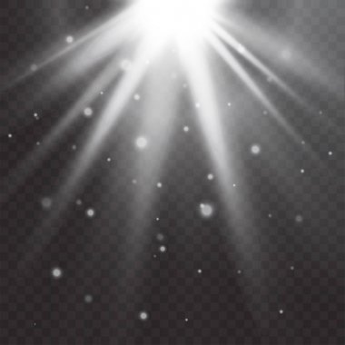 UFO ışık huzmesi transparan arkaplanda izole edildi. Vektör illüstrasyonu