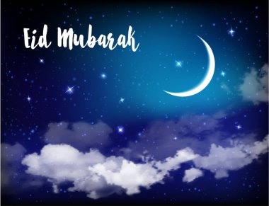 Eid Mubarak background with moon and stars, Ramadan Kareem. clipart