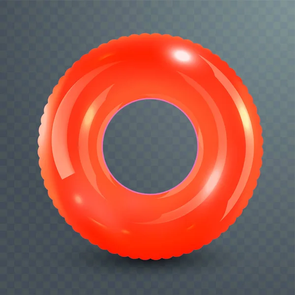 游泳圈充气橡胶玩具。现实的夏季插图。暑假或旅行安全项目。顶级海景泳池. — 图库矢量图片