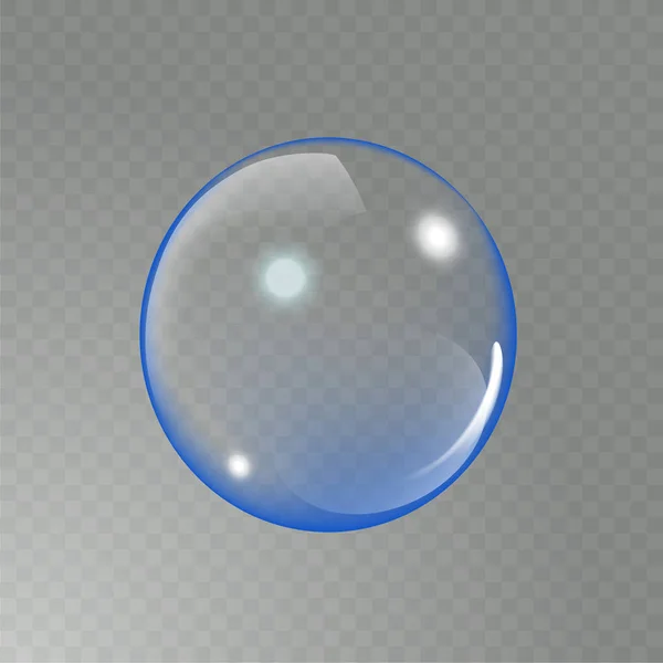 Gran esfera de vidrio transparente con reflejos y sombra. Burbuja de jabón realista. Transparencia solo en archivo vectorial — Vector de stock