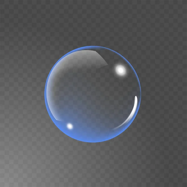 Grande esfera de vidro transparente com clarões e sombra. Bolha de sabão realista. Transparência apenas no arquivo vetorial — Vetor de Stock